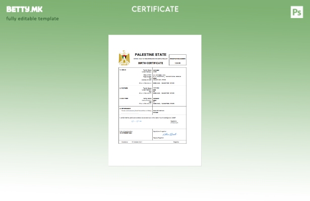 модерен стил Палестина од витално значење за извод од матична книга на родени Ша